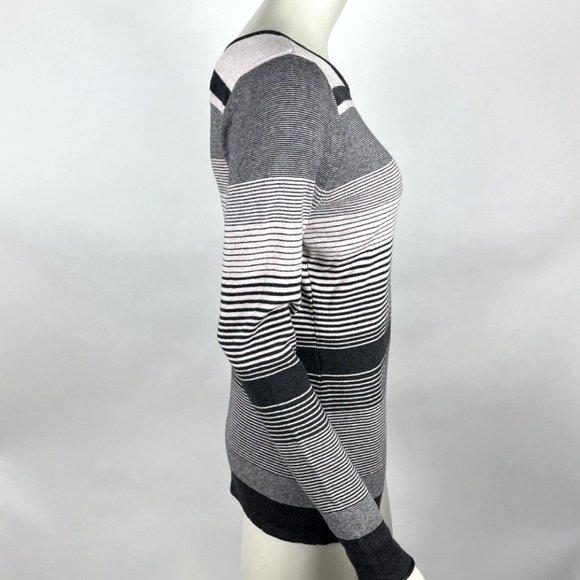 NIC+ZOE Striped Pullover Sweater Women M NWT Cotton Blend Long Sleeve Scoop Neck - Picture 5 of 10